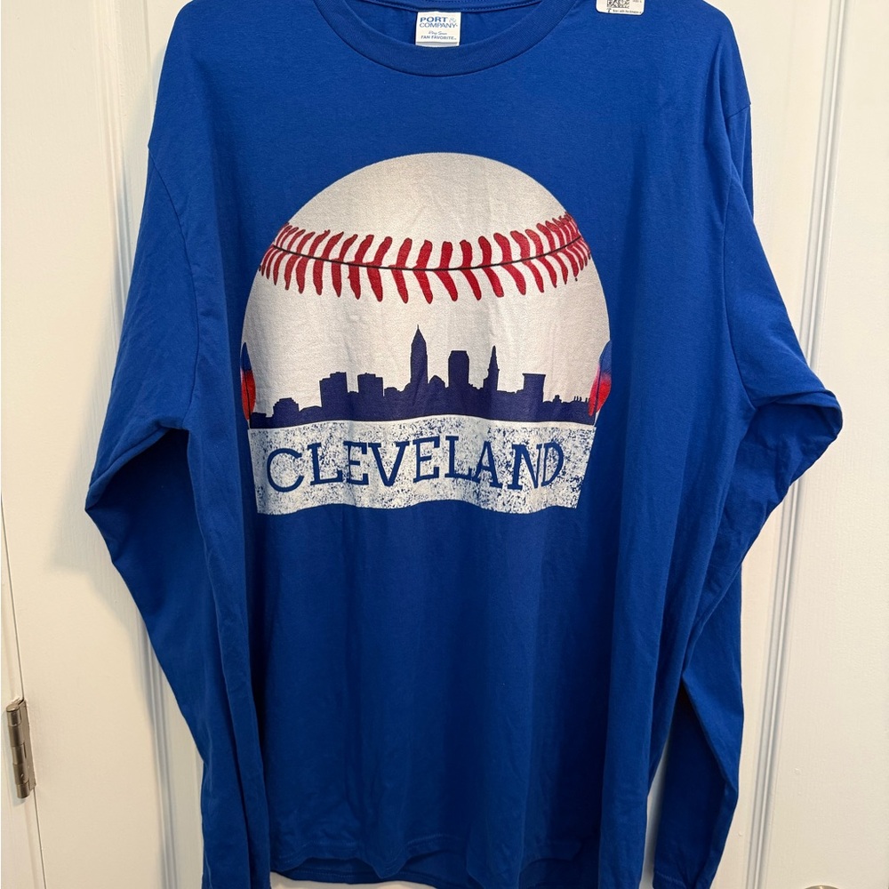 Blue Cleveland Baseball Long Sleeve Shirt - Unisex XL